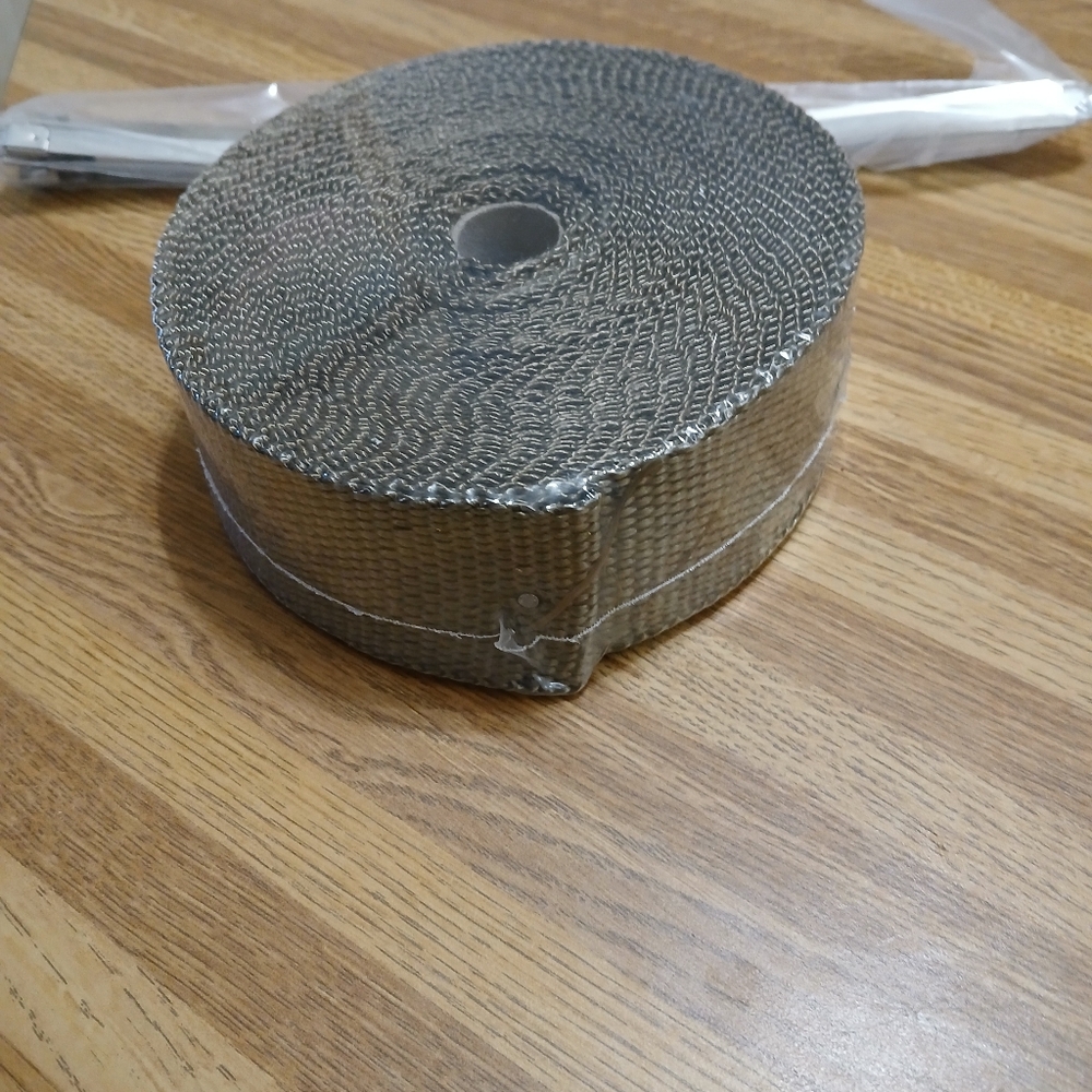 Motorcycle exhaust hi-temp wrap w/clamps
